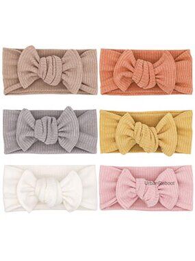 Baby Girls Stretchy Rib Knit Headband Bows Set Adjustable Hair Wraps